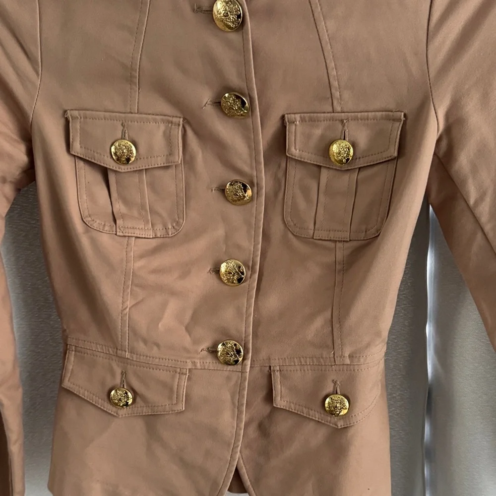 Dynamite Tan Military-Style Women's Jacket with Gold Buttons XS like new